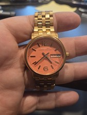 Marc Jacobs Fergus Orange Dial Rose Gold Steel Strap Watch Women MBM8648 EC C203