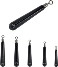 Reaction Tackle Tungsten Drop Shot 1/2 oz (4 per pack), black (skinny) Tie On 