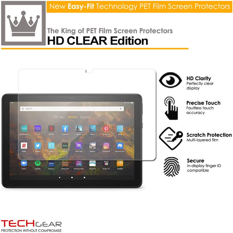 2x TECHGEAR Clear Screen Protectors for Amazon Fire HD 10 2023 / 13th Generation - Image 2 of 4