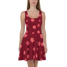 Red with pink flowers floral summer spring womans dressesDress