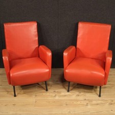 Pair Of Chairs,Chairs Furniture IN Artificial Skin Red Modern Vintage Design 900