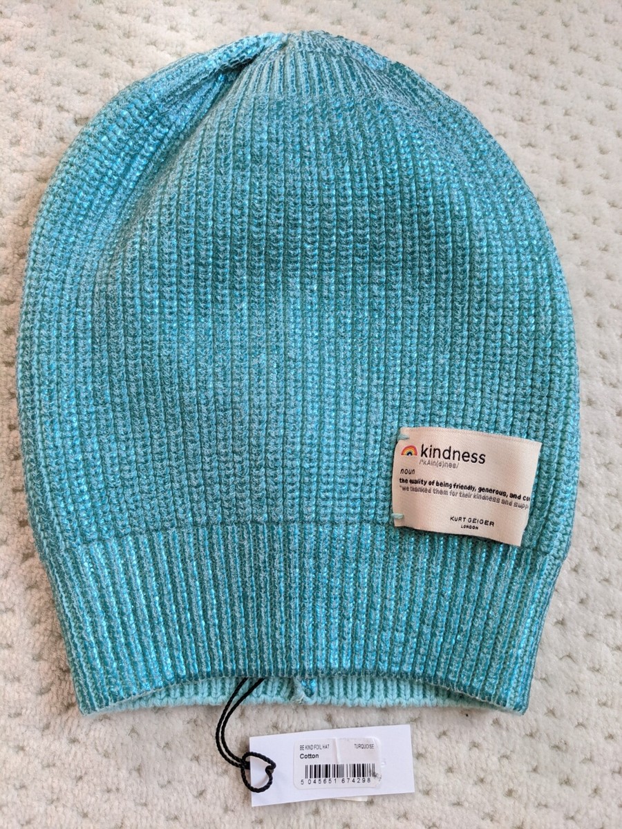 NWT Kurt Geiger London BE KIND FOIL metallic beanie  display picture 1
