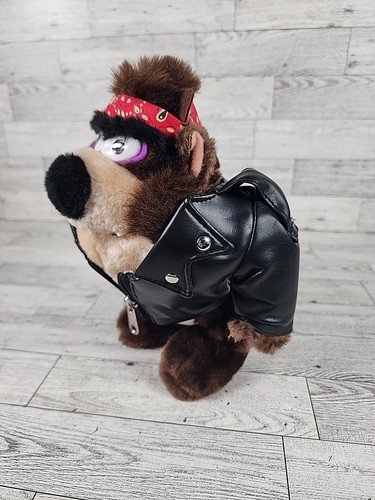 TAZ Biker Plush Doll Tasmanian Devil 9" w/ Leather Jacket Harley 1993 - Picture 4 of 7