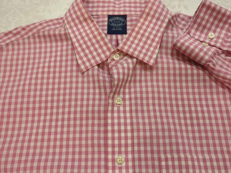 BROOKS BROTHERS 17-32/33 non-iron 100% cotton pink