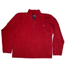 VTG Ralph Lauren Polo Jeans Co 1/4 Zip Knit Sweater American Flag Men s Sz XL