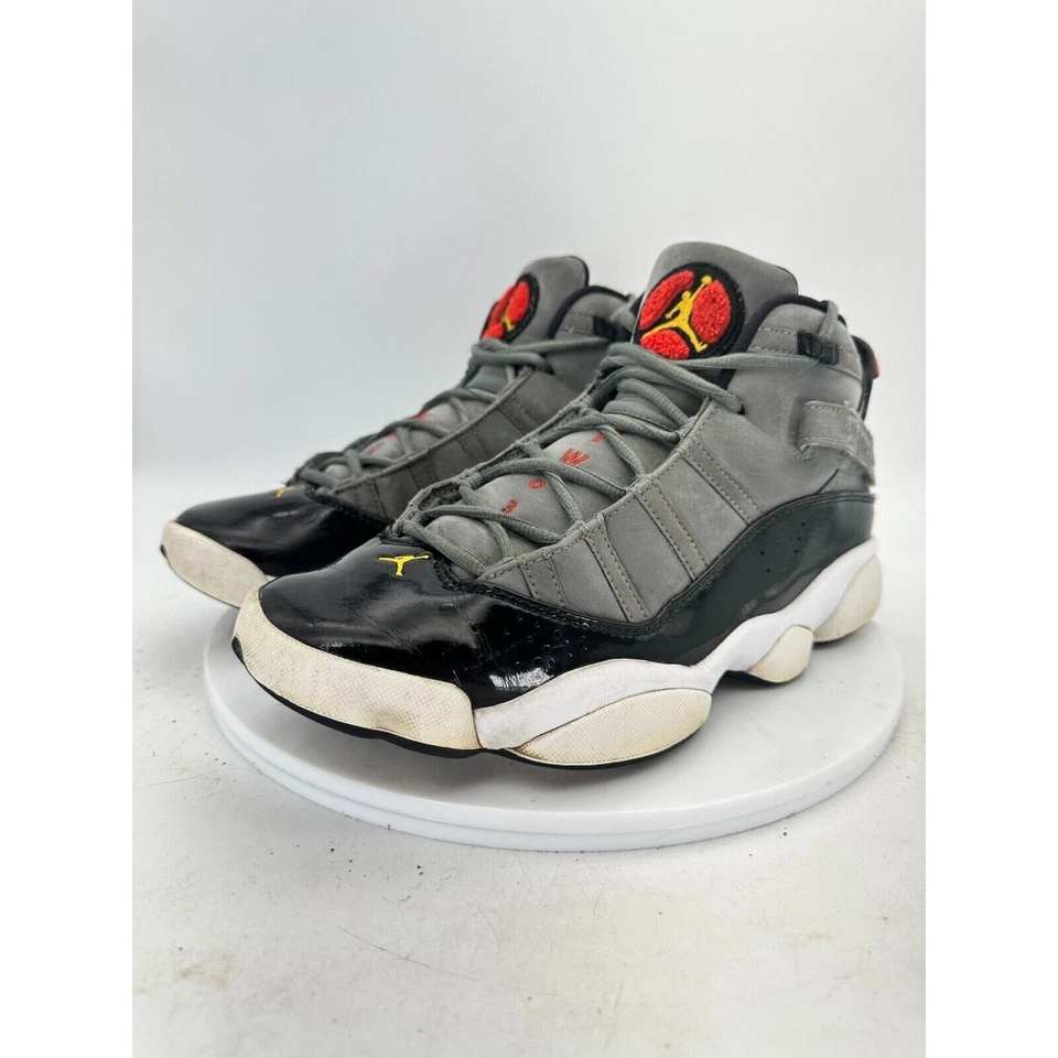 Nike Jordan 6 Rings Men Size 9 Sneaker Shoes Smoke Gray Black Red 322992-022 - Image 2 of 4