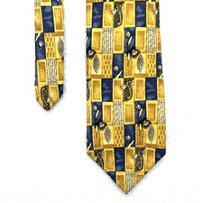 Ferrell Reed Blue Yellow Men  s Necktie 3.75  x 58  100 Silk Handmade In USA