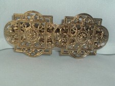 VINTAGE FILIGREE GOLD TONE METAL VICTORIAN STYLE HAIR BARRETTE UP DO ACCESSORY