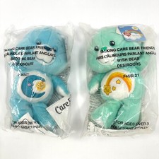 Care Bears 20th Anniversary Talking 2002 Bedtime Blue 2003 Wish Green Bears 8"