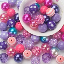 Bubblegum Beads 20mm Bubble Gum for Pens Making Bulk, Purple and Pink