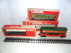 LIONEL O GAUGE POSTWAR 9122,9128,9287 PICKLE AND TRAILER VAN FLAT CARS ALL OB