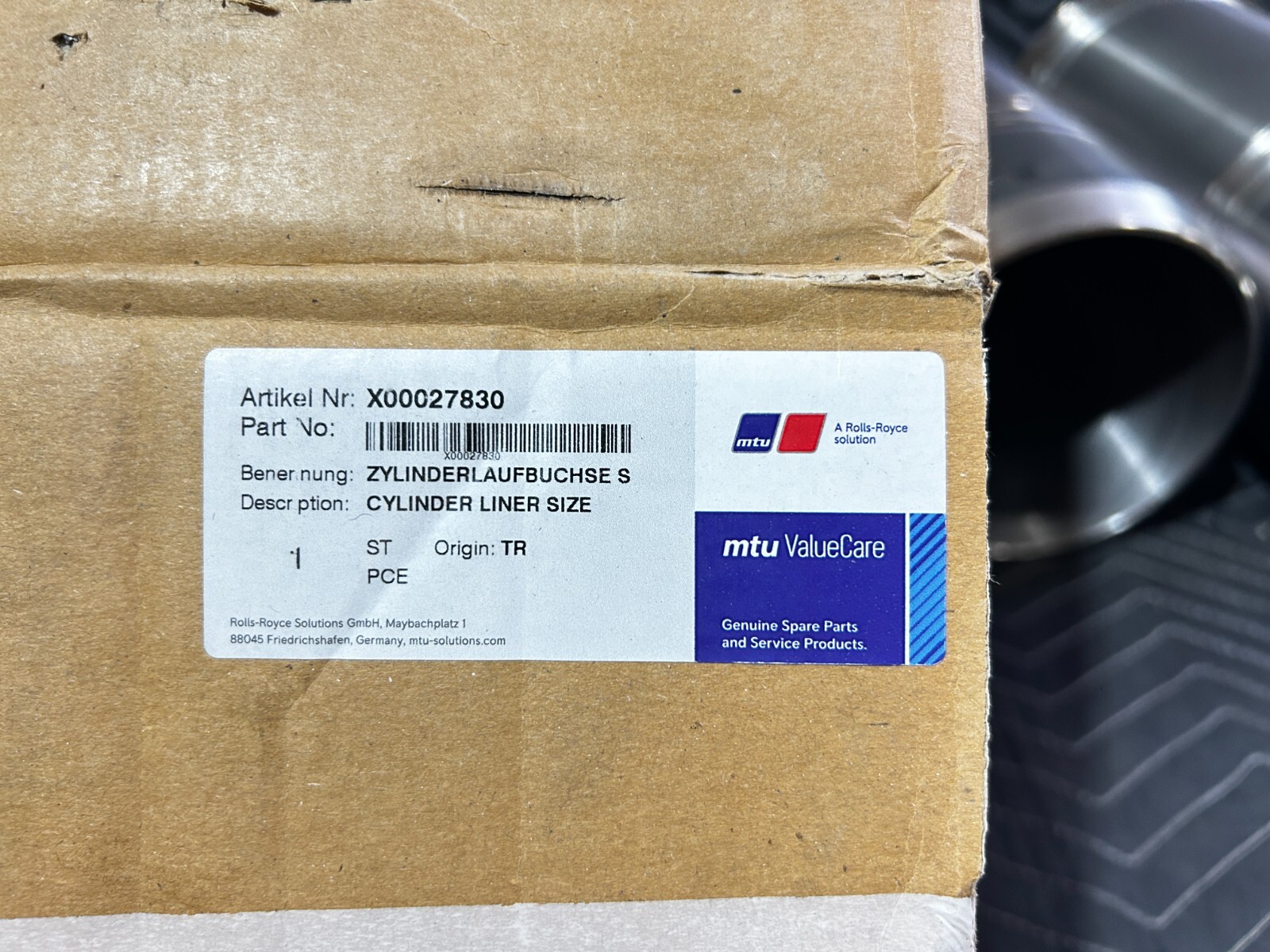 MTU Rolls Royce Solutions Cylinder Liner X00027830 for MTU 4000 Engine