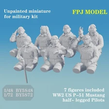 1/48 Scale WW2 US P51 Mustang half-legged pilots tabletop Resin Model 7 Figures