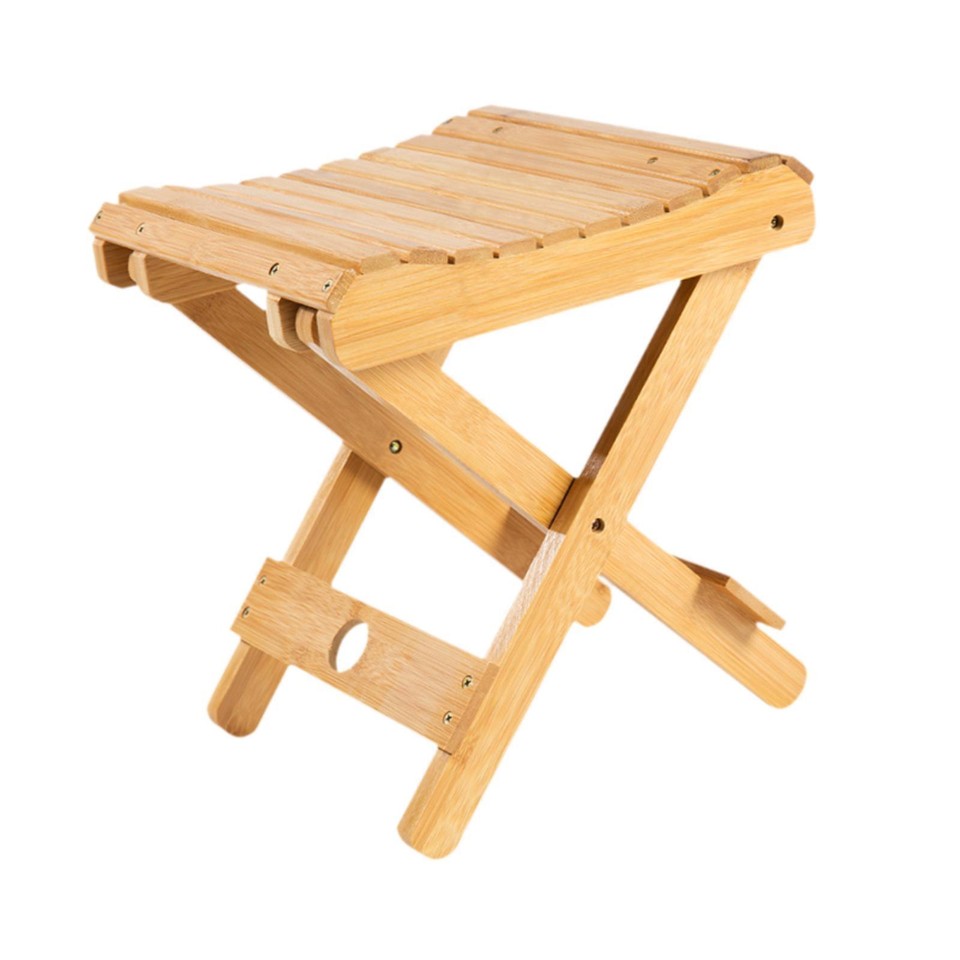 Bamboo Folding Stool Portable Furniture Camping Chair for Fishing Beach