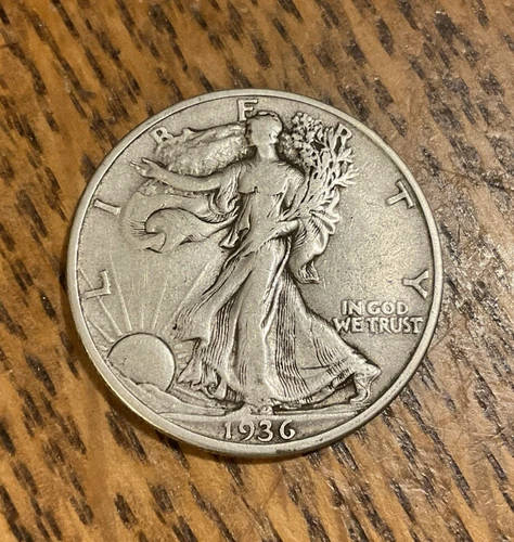 1936 D Walking Liberty Half Dollar 90% Silver 50c Very Fine VF