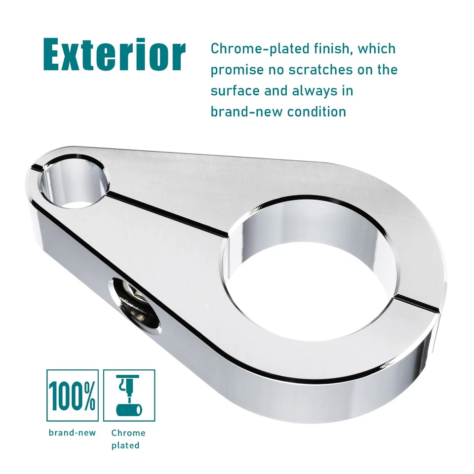 Clip de abrazadera de línea de freno de cable de acelerador de embrague cromado de 1" para manillar de cuadro Harley Foto 4 de 4