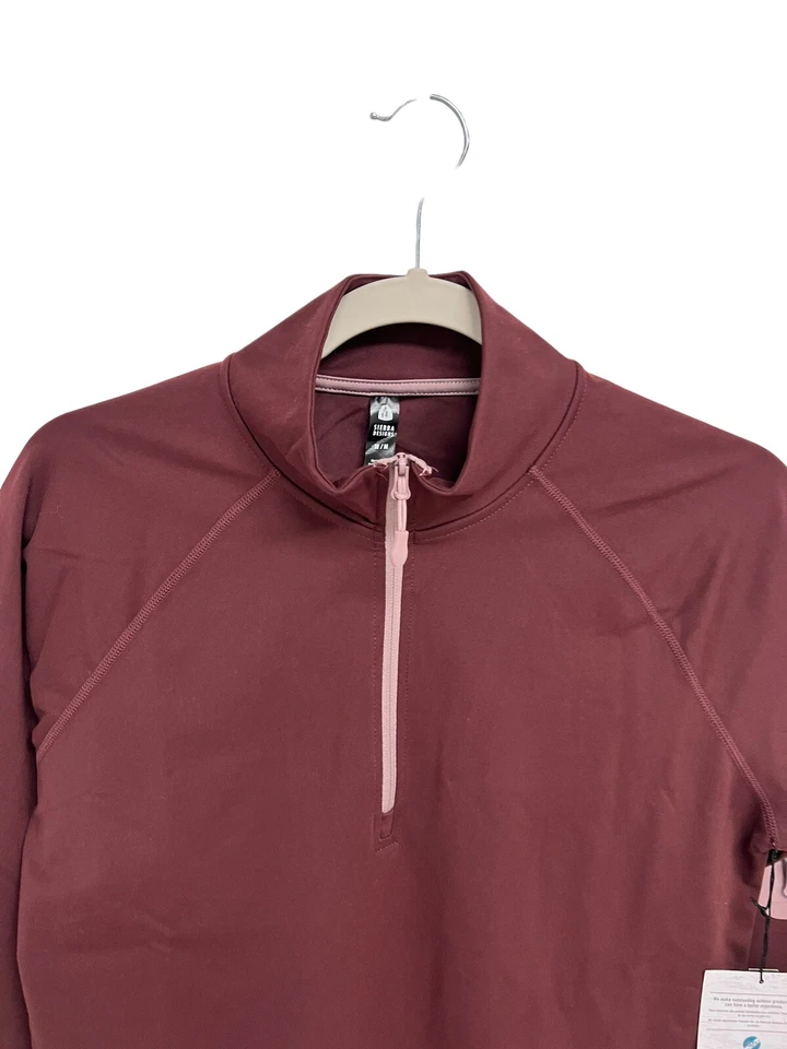Sierra Designs Womens Long Sleeve Burgundy Red Half Zip Runners Pullover Size XL - Imagem 3 de 4