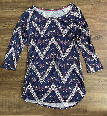 T-shirt Floral Pink Republic Femme Noir Et Blanc - Taille M, Coupe Hi-Lo, 100% Rayon, Occasion Très Bon état