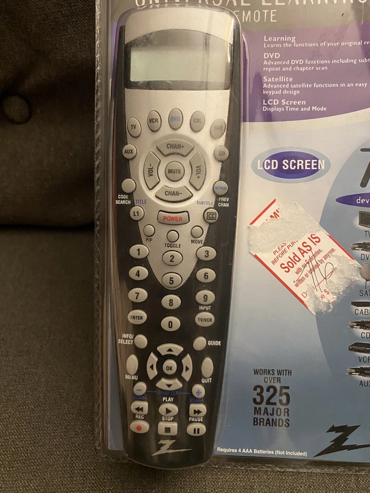 Zenith ZNLCD7 7 Universal Learning Remote Control LCD Screen NEW(Includes 4 AAA) - Image 2 of 4