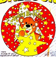 Oso de peluche feliz cumpleaños 18 pulgadas plata Mylar lámina globo Suzy's Zoo niños