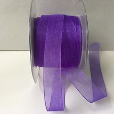 5/8 Inch SHEER/NYLON EDGE Ribbon - May Arts - Purple - NE05 - 5 yds
