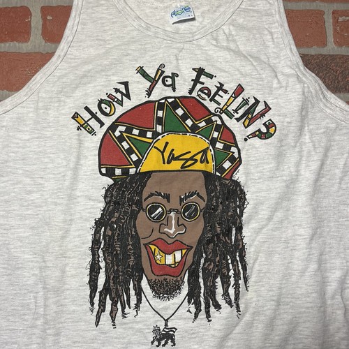 Mens XL 90s Vintage YASA Tank Top Shirt RASTA IRIE ROOTZ rap Gray