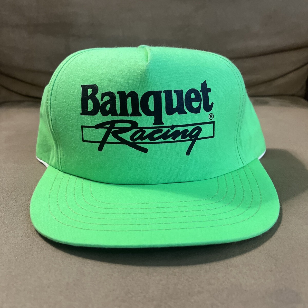 Neon Green Banquet Racing Snapback Trucker Hat NASCAR Made in USA