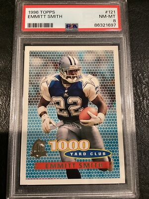 1996 Topps Emmitt Smith PSA 8 #121 1000 Yard Club Dallas Cowboys