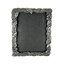 Metal Picture Frame With Roses Floral With Stand Vintage