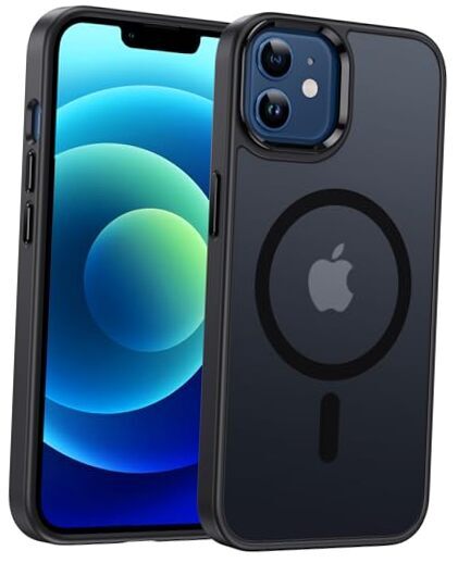 for iPhone 12 Phone Case: Magnetic Matte Textured Military Grade Drop Black