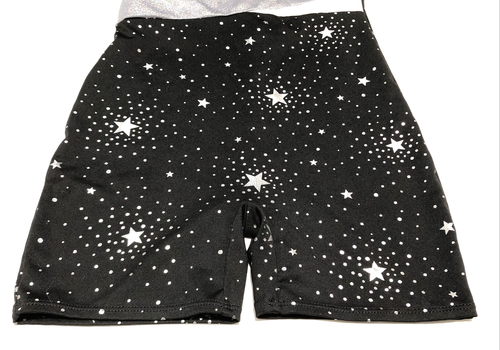 More Than Magic Large Black Gymnastics Bodysuit Shiny Stars Rhinestones Dance - Picture 4 of 8
