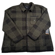 Roark Ember Overshirt Mens XXL Black Plaid Wool Blend Heavyweight Fleece New