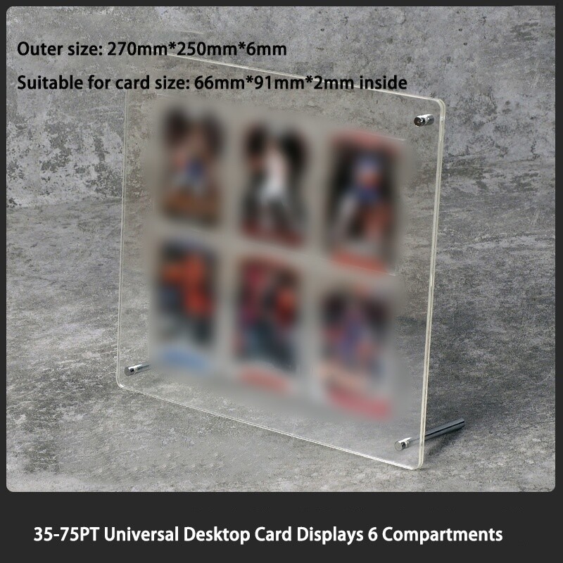 6-Grid Acrylic 35-75PT Display Stand Card Collection Upright Display Stand