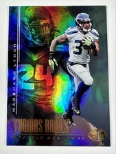 2017 Panini Illusions 25 Marshawn Lynch Thomas Rawls Rainbow Foil Seahawks Card