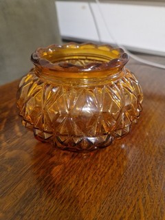 Vintage Indiana Glass Stars and Bars Amber Fairy Lamp Base – Mid Century MCM