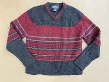 Woolrich Womens 100 Wool Sweater S Charcoal Red Fair Isle Nordic Knit