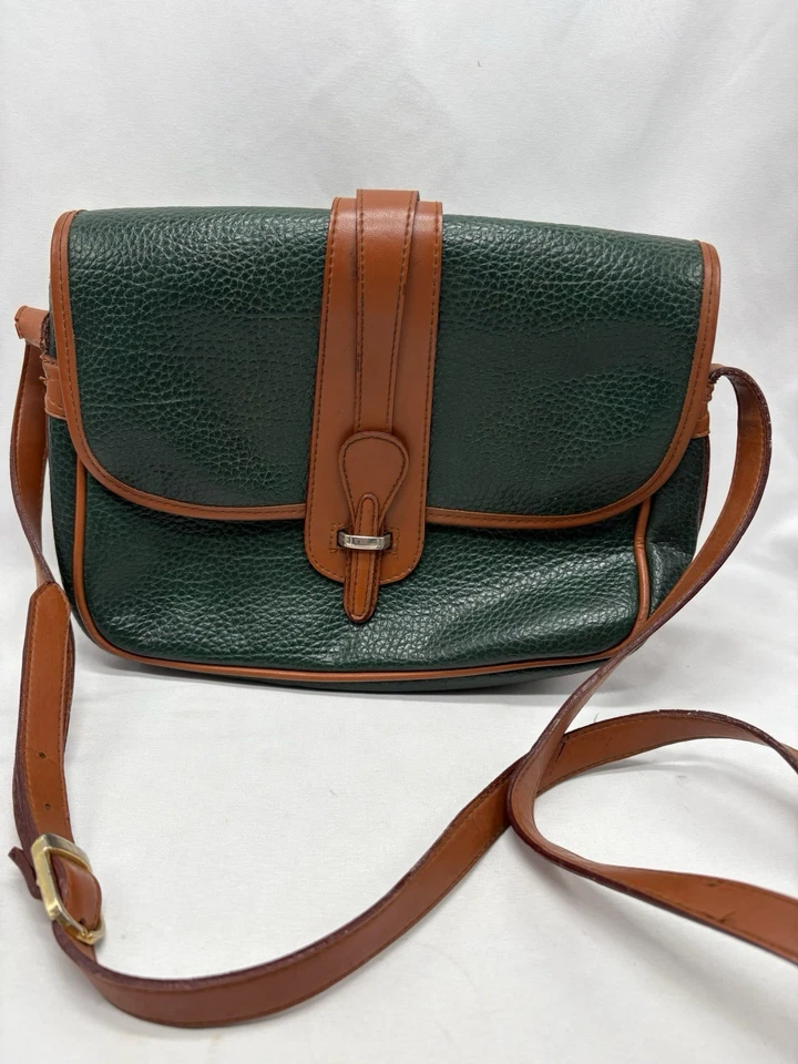 Vintage Dooney & Bourke Crossbody Shoulder Bag Green Pebble Leather Long Strap - Image 4 of 4