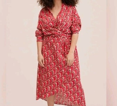 Mango Chain Wrap Hi Low Dress 10 Pullon Button Top Collared Long Sleeve Tie Back