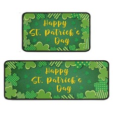 St Patricks Day Kitchen Rugs Set 2 Pieces Non Slip Shamrock Kitchen Floor Rug...