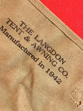 WWII Musette Bag M1936, Waterproof ("LANGDON TENT & AWNING 1942") Mint NOS Uniss