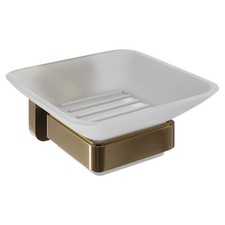 Nuie Trisen Brushed Brass Gold Soap Dish & Glass Holder Wall Mounted Bathroom