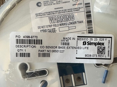 #ad Simplex 4098 9770 Truealarm CO sensor Base $115.00