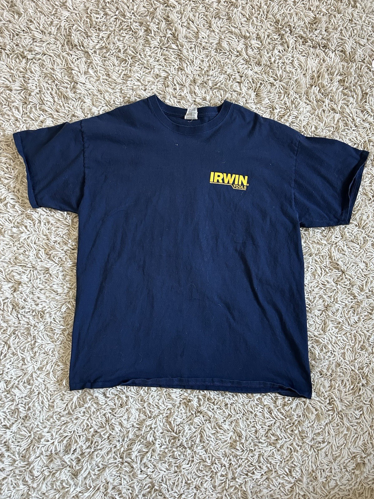 Fruit of the Loom Men's XL Navy Blue Cotton T-Shirt Logo Graphic Tradesmen
