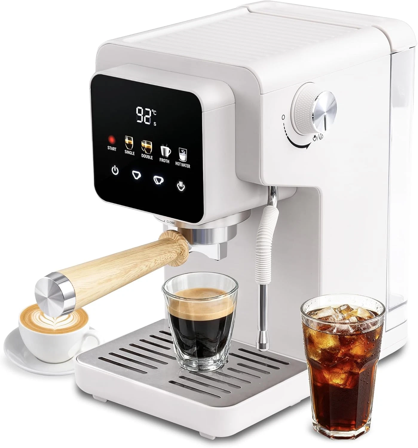 Touchscreen Espresso Machine with Milk Frother - Compact Coffee Maker for Home