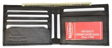 New Mens Bifold Genuine Leather Wallet Multi Credit Card ID License Slim Black