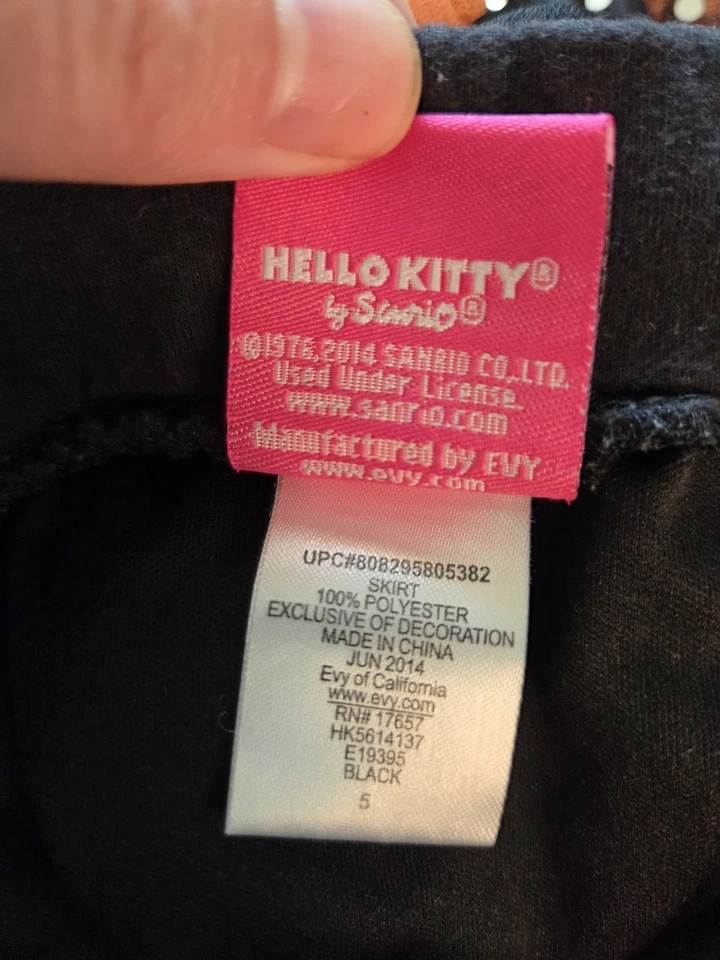 hello kitty skirt Halloween Ruffled Pink Metal Logo Black/orange Tulle Size 5 - Image 4 of 4