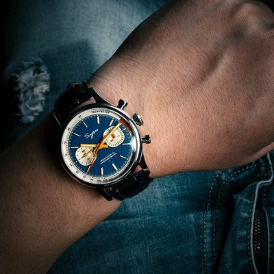 Sugess SEAGULL 1963 Chronograph SWAN NECK Blue Dial Chrono Watch 40mm Gift