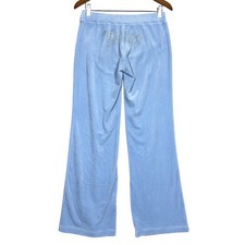 Juicy Couture Velour Y2K Flare Pants Womens Size Small Rhinestone Blue McBling