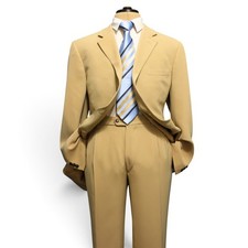 Versace Classic 2 Piece Suit US 40R Beige Soft Cotton Dual Vent