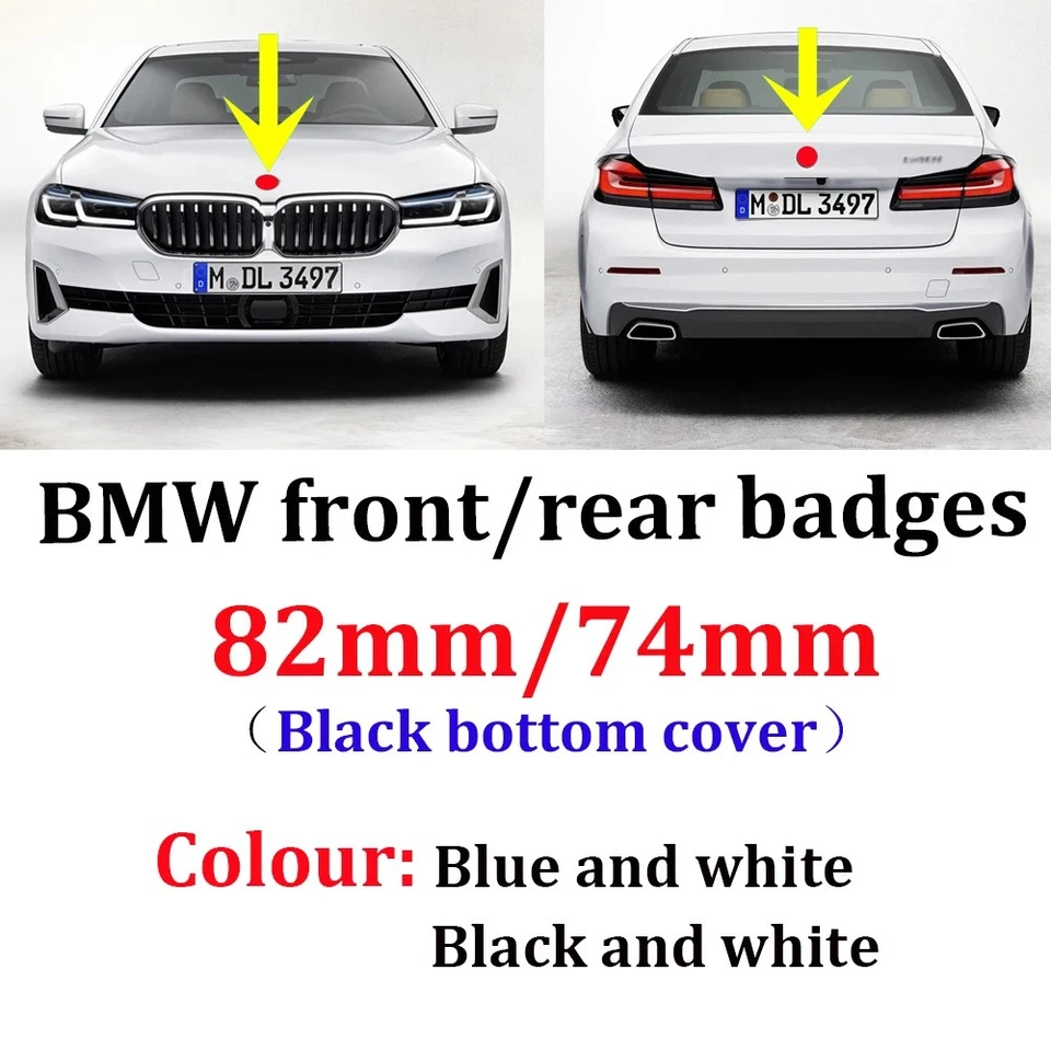 2PCS Front Hood & Rear Trunk (82mm + 74mm) For BMW 51148132375 Badge Emblem - Image 4 of 4